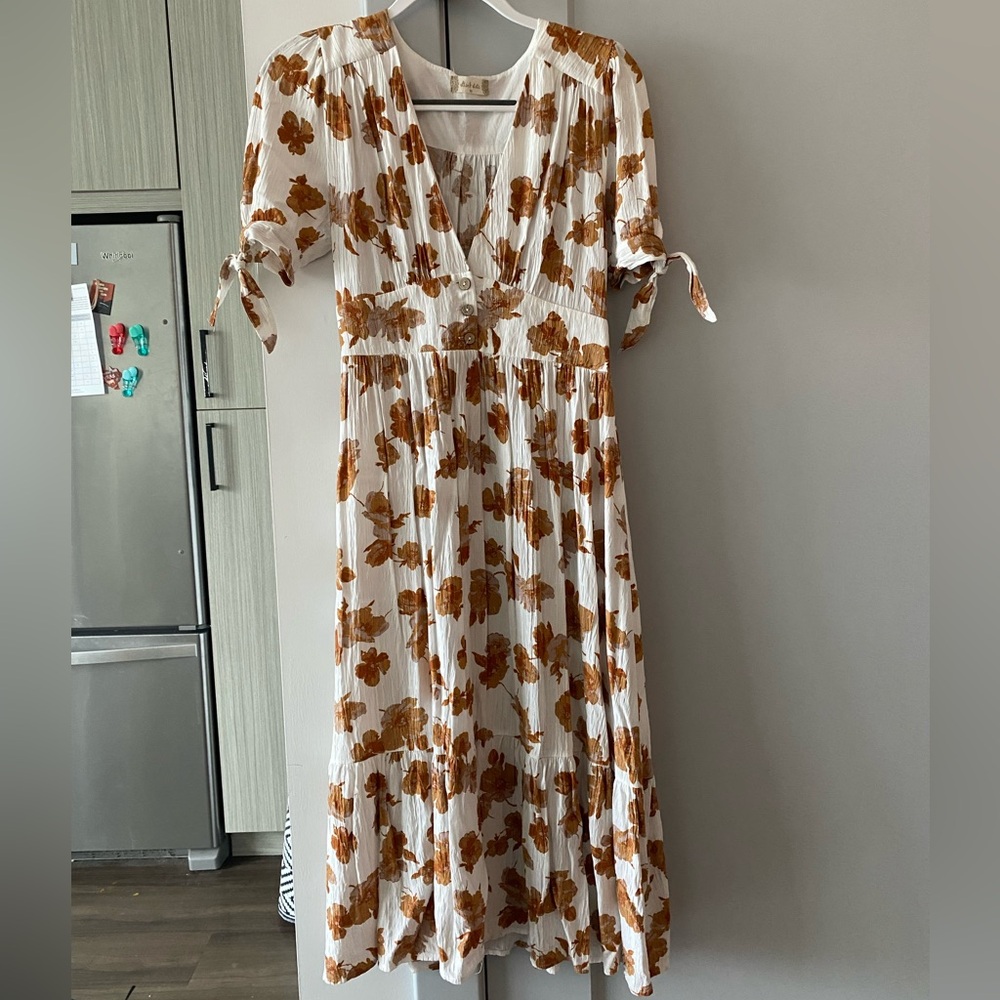 Altar’d State Floral White and Orange Dress